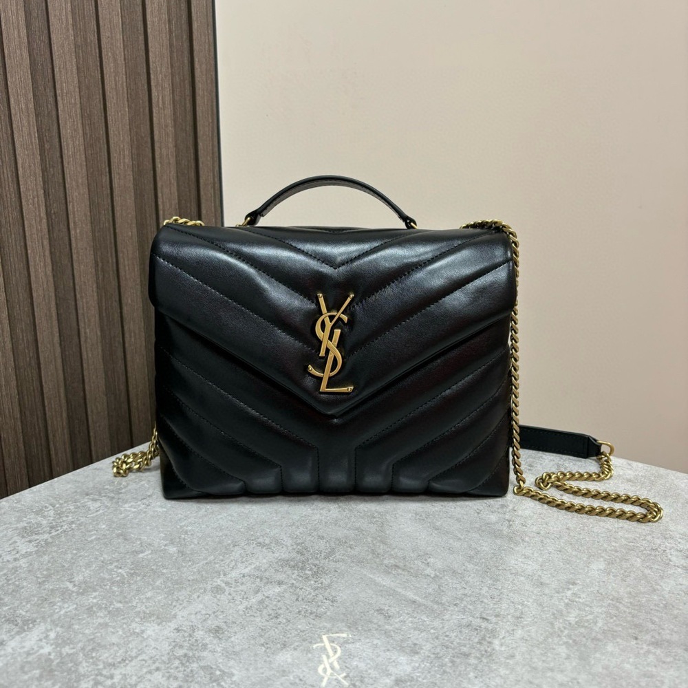 Yves Saint Laurent Loulou Medium Black Quilted Shoulder Bag